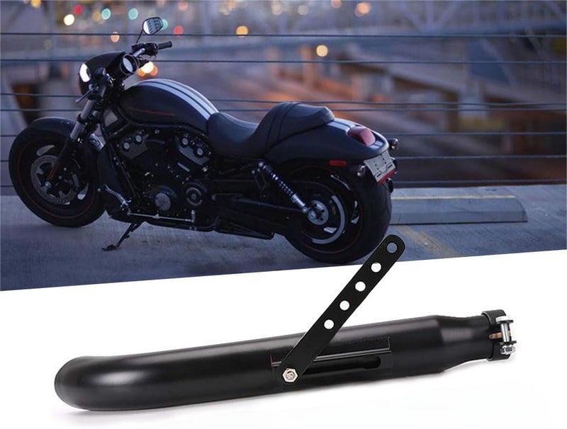 Tesmirror Baking Paint Universal Motorcycles Slash Cut Exhaust Tip Muffler Pipe for 1-3/8", 1-1/2"(1.5 inch), 1-5/8" and 1-3/4"(1.75 inch) Chopper Cafe Racer Loud black(one piece) - Image 1